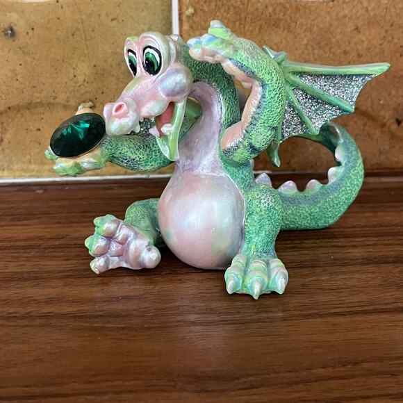 Franklin Mint Mood Dragon “Lucky” Green Gem Limited Edition Figurine - Picture 1 of 8